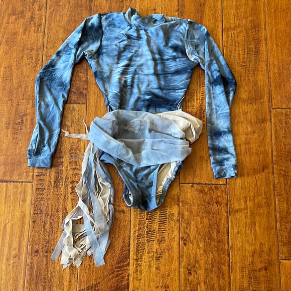 Custom Details Dancewear multi grey with grey and tan sheer details to bottom. - Picture 2 of 9